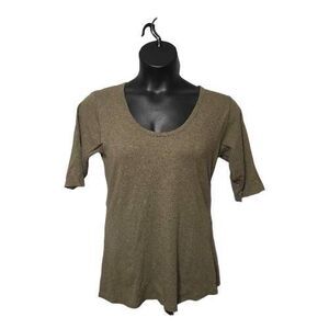Indigenous Designs Organic Essential Olive Green Scoop Tee Large